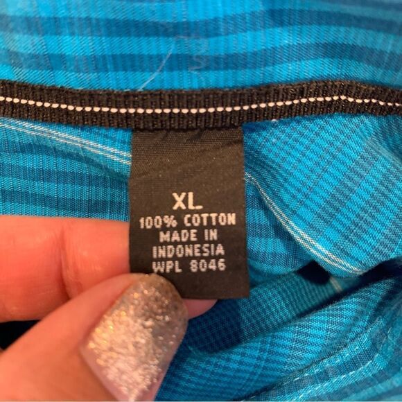 Men’s Alfani Regular Fit Button Down Plaid Shirt Turquoise Size XL - Picture 9 of 10